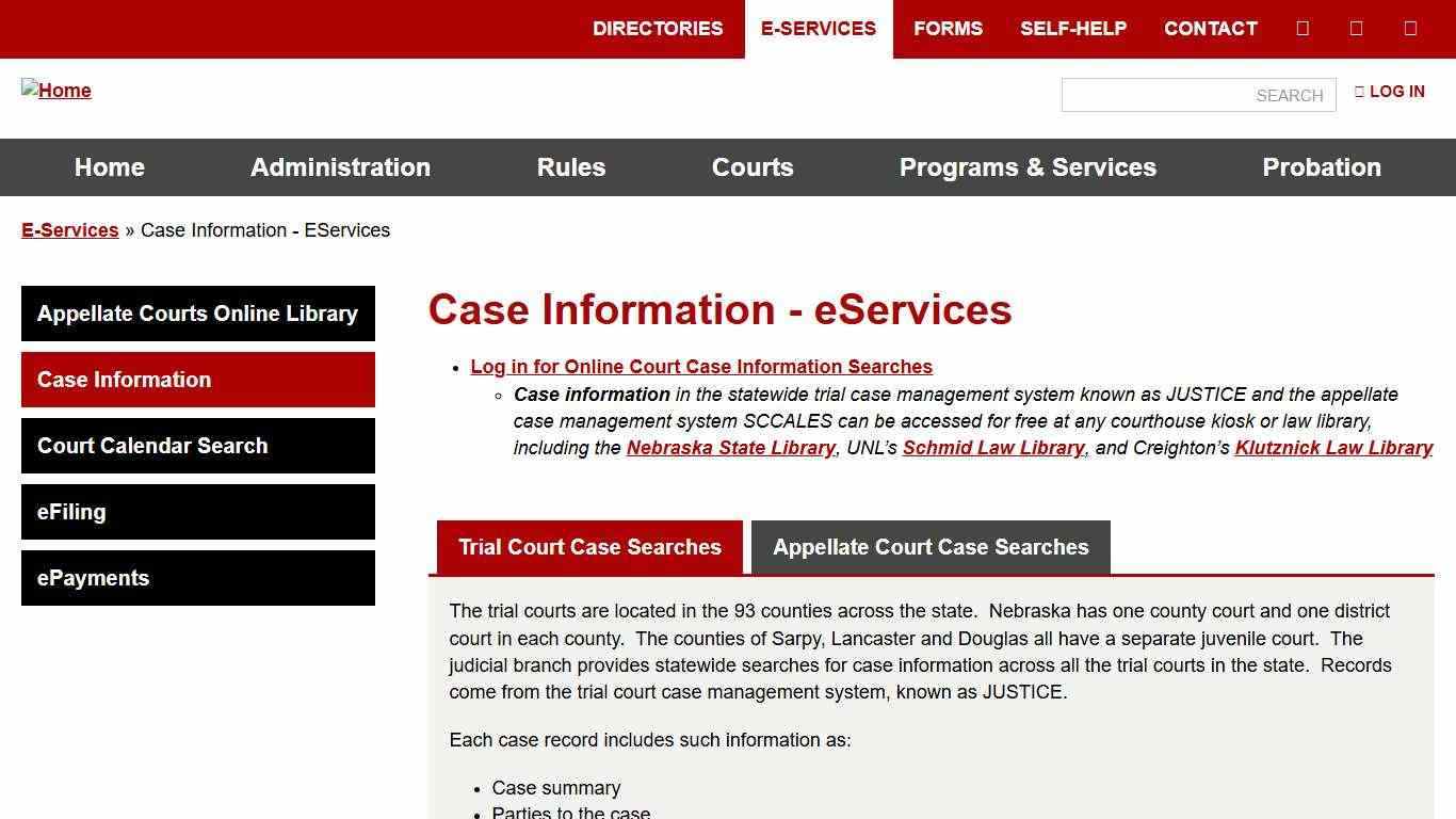 Case Information - eServices | Nebraska Judicial Branch