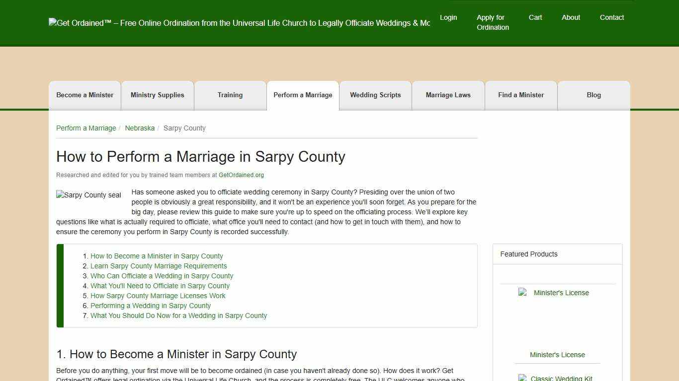 How to Perform a Marriage in Sarpy County - Get Ordained